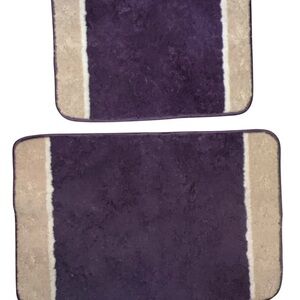 RUGS | PURPLE WHITE AND BEIGE BATHROOM MAT SET
